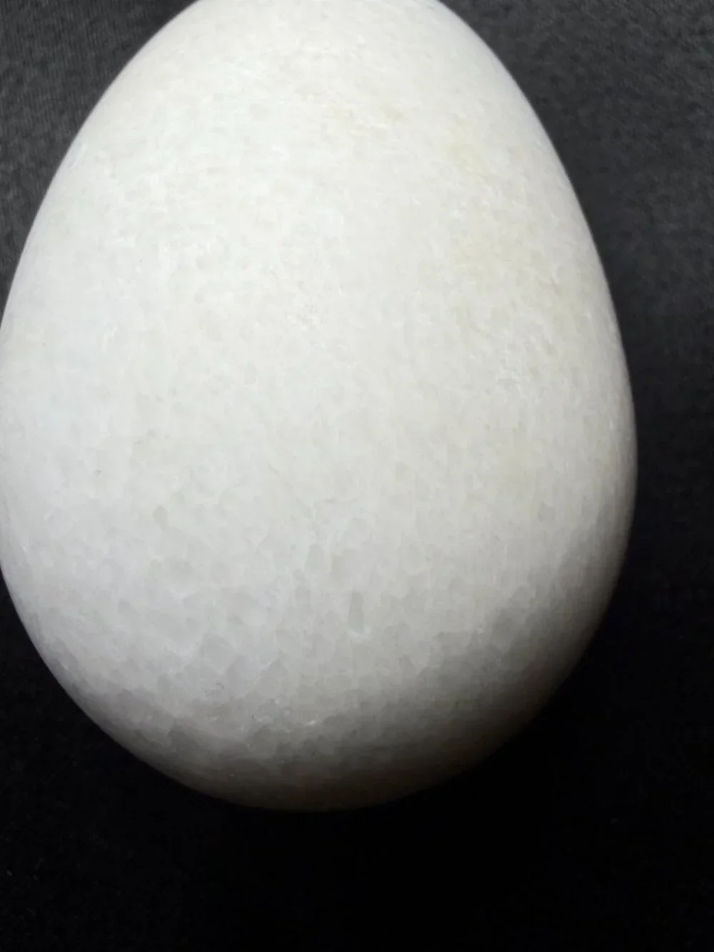 Vtg Snow Quartz Stone Egg Wooden Stand Natural Milky White Translucent 2.5
